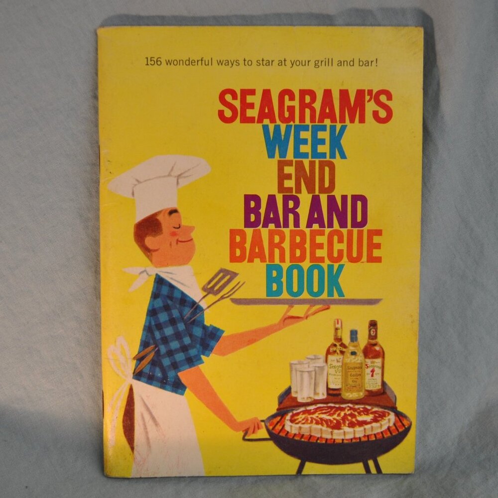 vintage MCM Seagram's week end bar & barbecue book illustrator Joe Kaufman (108)